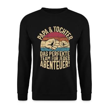 Papa Tochter Vatertag Vaterschaft Elternteil - Unisex Pullover - Schwarz - Vorne - Alina (178cm) & Michal (187cm)