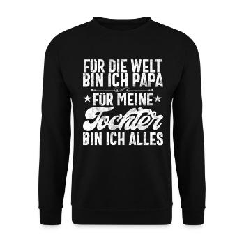 Papa Tochter Vatertag Vaterschaft Elternteil - Unisex Pullover - Schwarz - Vorne - Alina (178cm) & Michal (187cm)