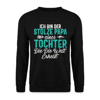 Papa Tochter Vatertag Vaterschaft Elternteil - Unisex Pullover - Schwarz - Vorne - Alina (178cm) & Michal (187cm)