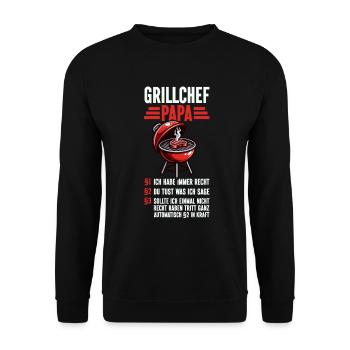Grill Papa Vatertag Vater Vaterschaft Elternteil - Unisex Pullover - Schwarz - Vorne - Alina (178cm) & Michal (187cm)
