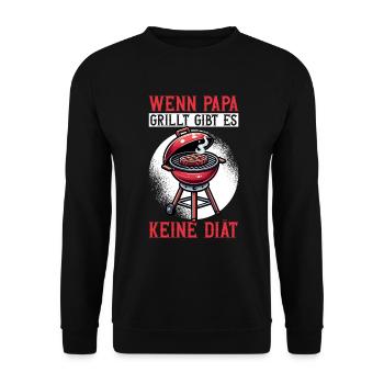 Grill Papa Vatertag Vater Vaterschaft Elternteil - Unisex Pullover - Schwarz - Vorne - Alina (178cm) & Michal (187cm)