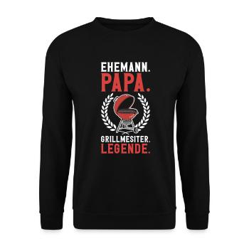 Grill Papa Vatertag Vater Vaterschaft Elternteil - Unisex Pullover - Schwarz - Vorne - Alina (178cm) & Michal (187cm)