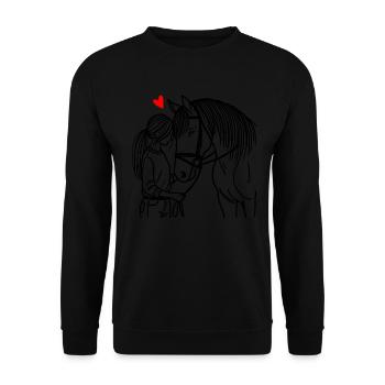 Reiten Reitsport Pferdereiter Pferdeliebhaber - Unisex Pullover - Schwarz - Vorne - Alina (178cm) & Michal (187cm)