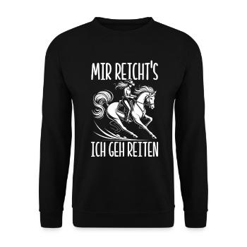 Reiten Reitsport Pferdereiter Pferdeliebhaber - Unisex Pullover - Schwarz - Vorne - Alina (178cm) & Michal (187cm)