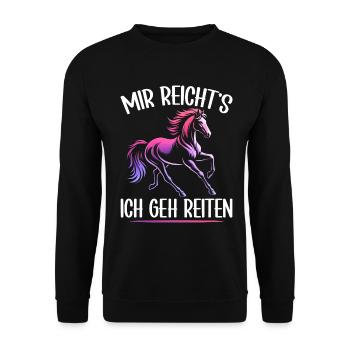 Reiten Reitsport Pferdereiter Pferdeliebhaber - Unisex Pullover - Schwarz - Vorne - Alina (178cm) & Michal (187cm)