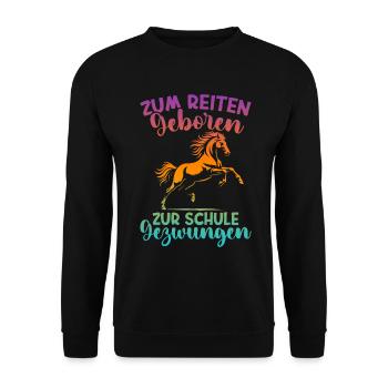 Reiten Reitsport Pferdereiter Pferdeliebhaber - Unisex Pullover - Schwarz - Vorne - Alina (178cm) & Michal (187cm)