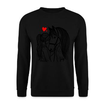 Reiten Reitsport Pferdereiter Pferdeliebhaber - Unisex Pullover - Schwarz - Vorne - Alina (178cm) & Michal (187cm)