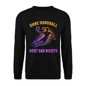 Handball Liebhaber Handball Sport Spieler - Unisex Pullover - Schwarz - Vorne - Alina (178cm) & Michal (187cm)