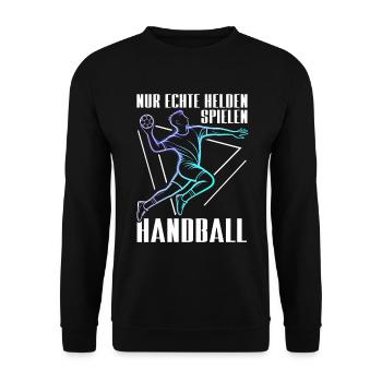 Handball Liebhaber Handball Sport Spieler - Unisex Pullover - Schwarz - Vorne - Alina (178cm) & Michal (187cm)