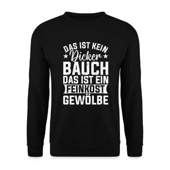 Das Ist Kein Dicker Bauch Das Ist Ein Feinkost - Unisex Pullover - Schwarz - Vorne - Alina (178cm) & Michal (187cm)