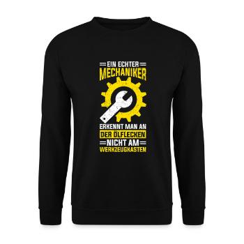 Automechaniker Kfz Techniker Fahrzeugreparatur - Unisex Pullover - Schwarz - Vorne - Alina (178cm) & Michal (187cm)