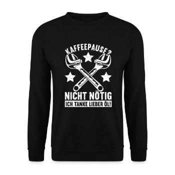 Automechaniker Kfz Techniker Fahrzeugreparatur - Unisex Pullover - Schwarz - Vorne - Alina (178cm) & Michal (187cm)