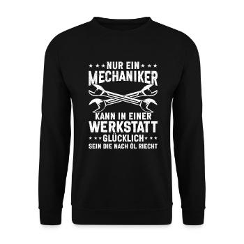 Automechaniker Kfz Techniker Fahrzeugreparatur - Unisex Pullover - Schwarz - Vorne - Alina (178cm) & Michal (187cm)