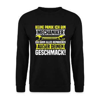 Automechaniker Kfz Techniker Fahrzeugreparatur - Unisex Pullover - Schwarz - Vorne - Alina (178cm) & Michal (187cm)