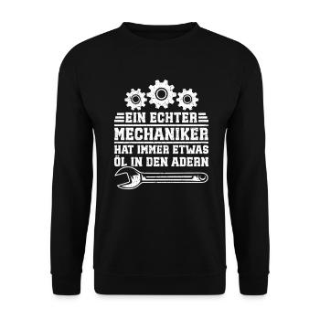 Automechaniker Kfz Techniker Fahrzeugreparatur - Unisex Pullover - Schwarz - Vorne - Alina (178cm) & Michal (187cm)