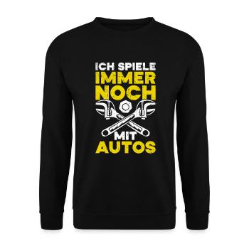 Automechaniker Kfz Techniker Fahrzeugreparatur - Unisex Pullover - Schwarz - Vorne - Alina (178cm) & Michal (187cm)