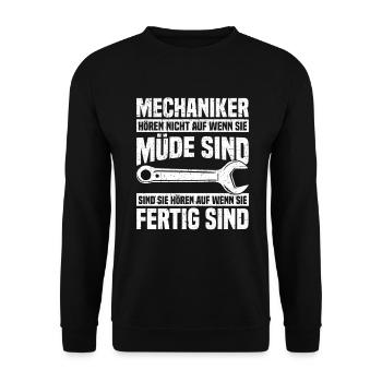 Automechaniker Kfz Techniker Fahrzeugreparatur - Unisex Pullover - Schwarz - Vorne - Alina (178cm) & Michal (187cm)