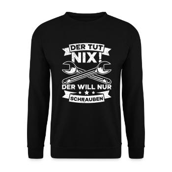 Automechaniker Kfz Techniker Fahrzeugreparatur - Unisex Pullover - Schwarz - Vorne - Alina (178cm) & Michal (187cm)
