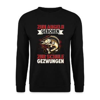 Angler Angelrute Witziges Fischer Hobbyfischer - Unisex Pullover - Schwarz - Vorne - Alina (178cm) & Michal (187cm)