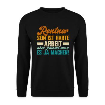 Rentner Opa Großvater Großpapa Großeltern - Unisex Pullover - Schwarz - Vorne - Alina (178cm) & Michal (187cm)