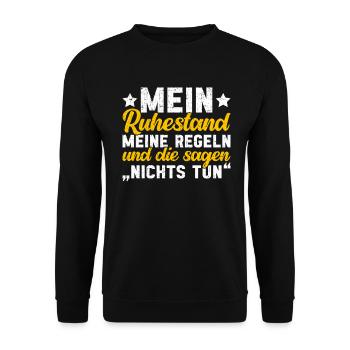Rentner Opa Großvater Großpapa Großeltern - Unisex Pullover - Schwarz - Vorne - Alina (178cm) & Michal (187cm)