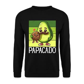 Papacado Avocado Papa Vatertag Vater Vaterschaft - Unisex Pullover - Schwarz - Vorne - Alina (178cm) & Michal (187cm)