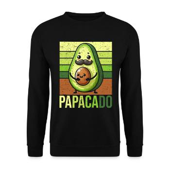 Papacado Avocado Papa Vatertag Vater Vaterschaft - Unisex Pullover - Schwarz - Vorne - Alina (178cm) & Michal (187cm)