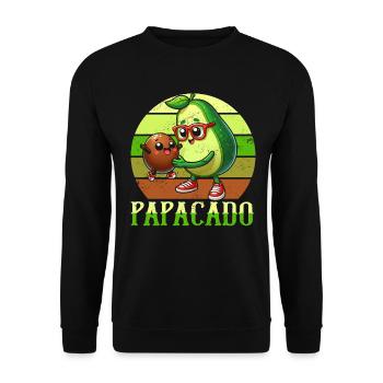 Papacado Avocado Papa Vatertag Vater Vaterschaft - Unisex Pullover - Schwarz - Vorne - Alina (178cm) & Michal (187cm)