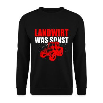 Landwirt was sonst - Unisex Pullover - Schwarz - Vorne - Alina (178cm) & Michal (187cm)