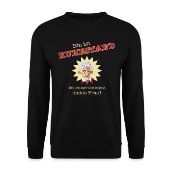 RUHESTAND RENTE - Unisex Pullover - Schwarz - Vorne - Alina (178cm) & Michal (187cm)