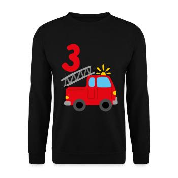 Camion de pompiers 3ème anniversaire - Sweat-shirt Unisexe - noir - Devant - Alina (178cm) & Michal (187cm)
