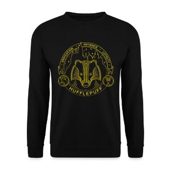 Harry Potter Hufflepuff Gold - Unisex Pullover - Schwarz - Vorne - Alina (178cm) & Michal (187cm)