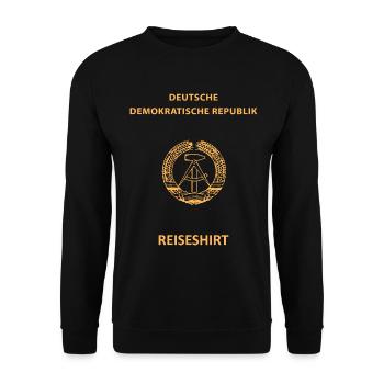 DDR Reisepass Ostdeutschland Ostalgie Geschenk - Unisex Pullover - Schwarz - Vorne - Alina (178cm) & Michal (187cm)