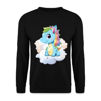 DIno Baby Regenbogen Geschenk - Unisex Pullover - Schwarz - Vorne - Alina (178cm) & Michal (187cm)