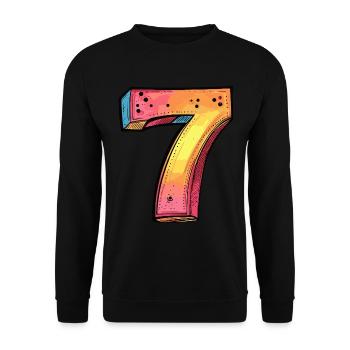 7 Zahl Bunt - Unisex Pullover - Schwarz - Vorne - Alina (178cm) & Michal (187cm)