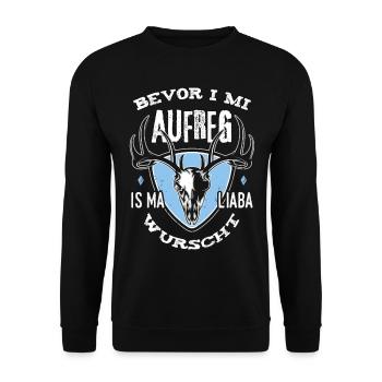 Bevor i mi aufreg wurscht Bayern Dialekt Grantler - Unisex Pullover - Schwarz - Vorne - Alina (178cm) & Michal (187cm)