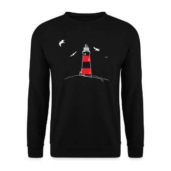 Leuchtturm Möwen Ostsee Nordsee Handzeichnung NEU - Unisex Pullover - Schwarz - Vorne - Alina (178cm) & Michal (187cm)