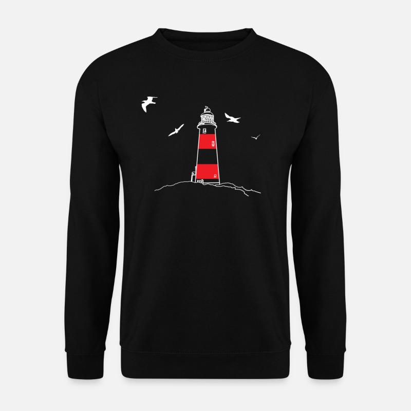 Leuchtturm Möwen Ostsee Nordsee Handzeichnung NEU - Unisex Pullover - Schwarz