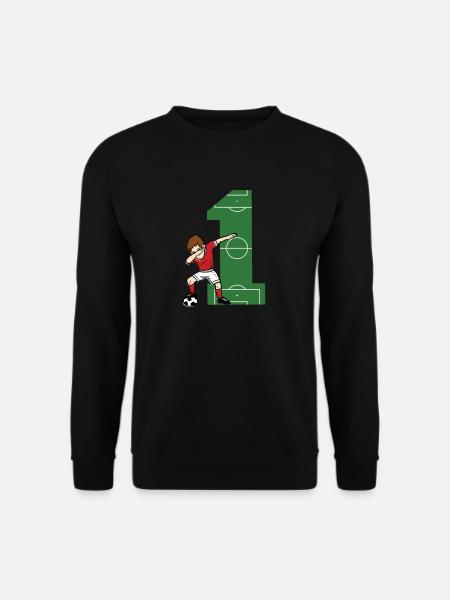Nr. 1 Fußball 1. Geburstag 1 Jahr Rückennummer - Unisex Pullover - Schwarz