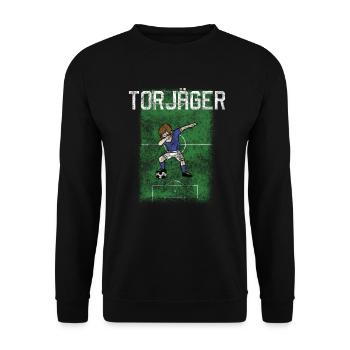 Torjäger Dabbing Fußball Geschenk Jungen - Unisex Pullover - Schwarz - Vorne - Alina (178cm) & Michal (187cm)