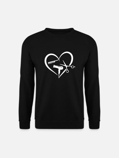 Friseur Friseurin Herz Schere Kamm Föhn Geschenk - Unisex Pullover - Schwarz