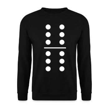 Domino Gruppenkostüm 6 6 Fasching Geschenk T-Shirt - Unisex Pullover - Schwarz - Vorne - Alina (178cm) & Michal (187cm)