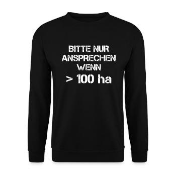 Landwirt Bauer Spruch Lustig Hektar - Unisex Pullover - Schwarz - Vorne - Alina (178cm) & Michal (187cm)