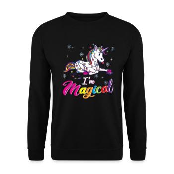 Unicorn Christmas Magical Gift - Unisex Sweatshirt - black - Front - Alina (178cm) & Michal (187cm)