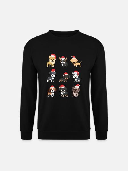 Hunde Weihnachten Mütze Niedlich Geschenk - Unisex Pullover - Schwarz