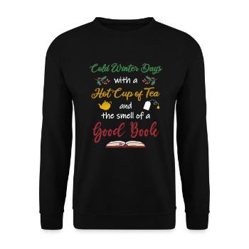 Book reading bookworm Christmas saying - Unisex Sweatshirt - black - Front - Alina (178cm) & Michal (187cm)