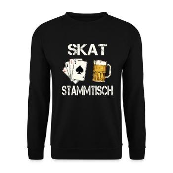 Skat Skatspieler Stammtisch Kartenspiel - Unisex Pullover - Schwarz - Vorne - Alina (178cm) & Michal (187cm)