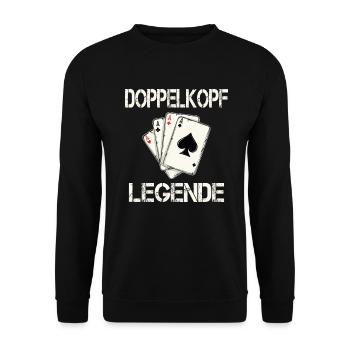 Doppelkopf Kartenspieler - Unisex Pullover - Schwarz - Vorne - Alina (178cm) & Michal (187cm)