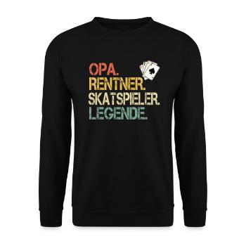 Opa Rentner Skatspieler Legende - Unisex Pullover - Schwarz - Vorne - Alina (178cm) & Michal (187cm)