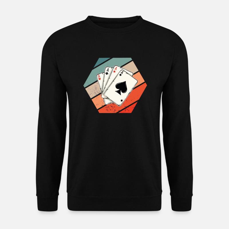Cards Playing Cards Retro - Unisex Sweatshirt - black